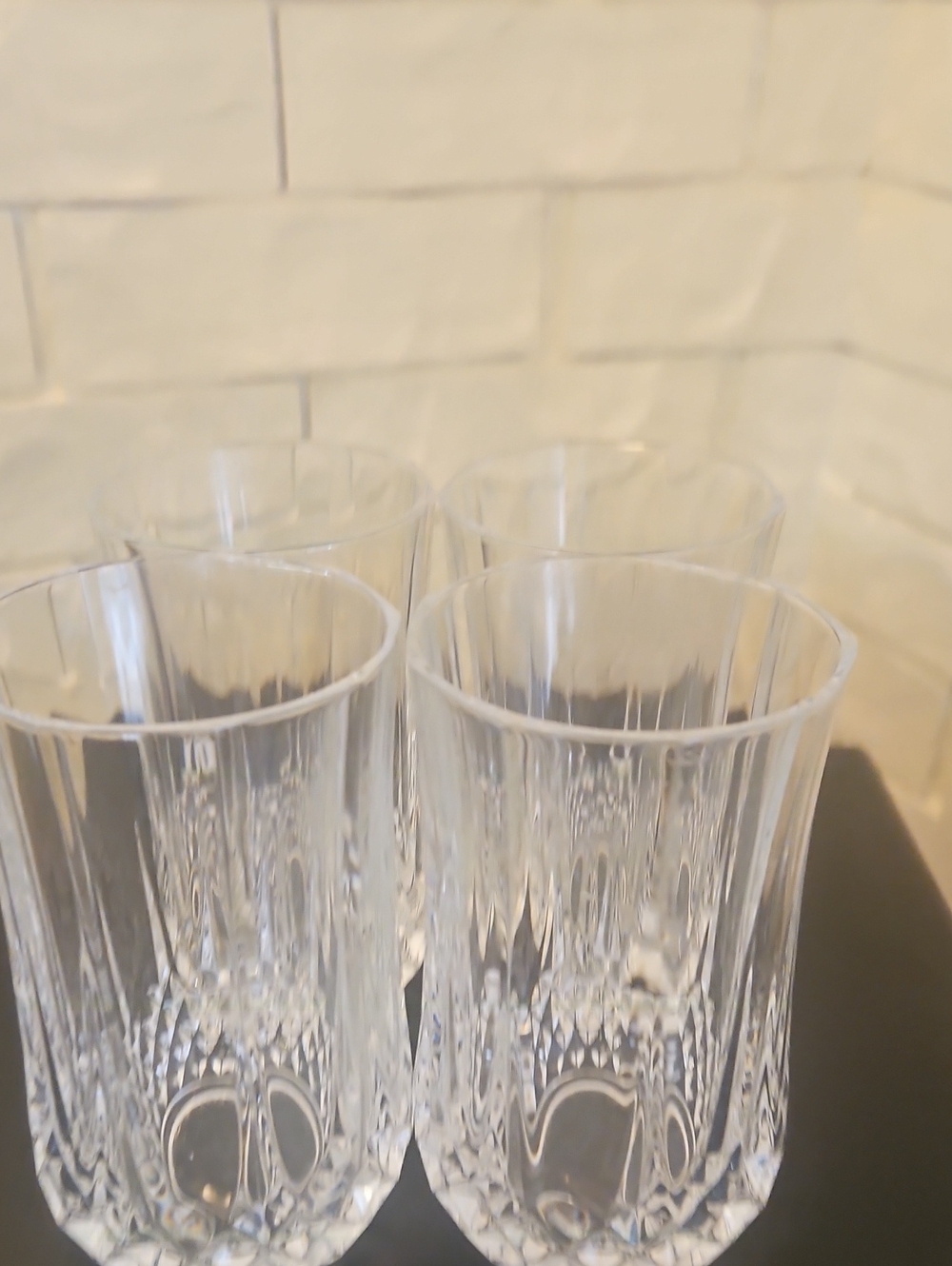 Cristal D'Arques Classic Clear Faceted Highball Glasses Set of 4 Excellent Condi